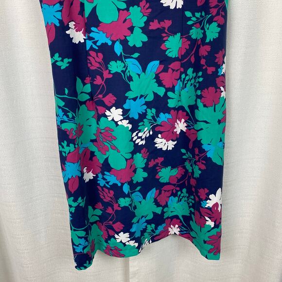 Katherine Way Blue&Green Floral Sleeveless Shift Dress Sz.M - Picture 7 of 10
